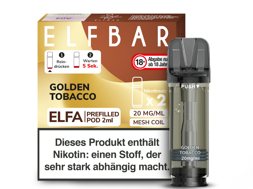 ELFBAR ELFA POD 2er Pack - Golden Tobacco ELFBAR ELFA POD 2er Pack - Golden Tobacco