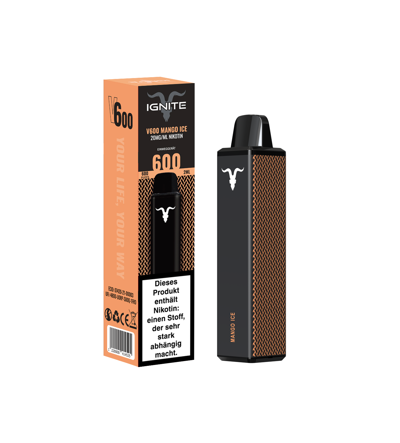 IGNITE V600 - MANGO ICE - Einweg E-Zigarette IGNITE V600 - MANGO ICE - Einweg E-Zigarette