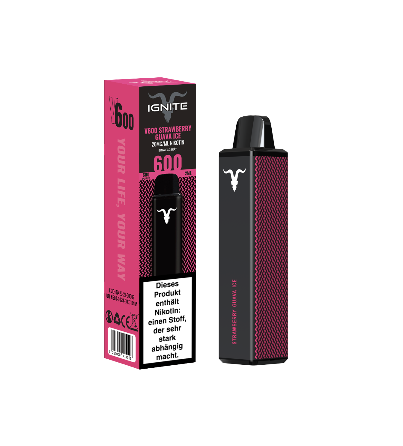 IGNITE V600 - STRAWBERRY GUAVE ICE - Einweg E-Zigarette IGNITE V600 - STRAWBERRY GUAVE ICE - Einweg E-Zigarette