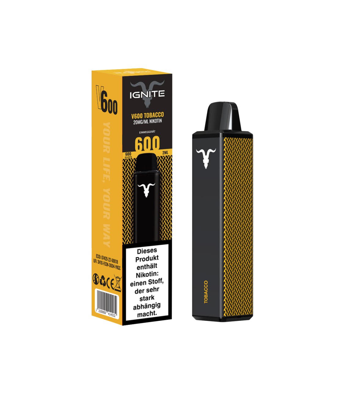 IGNITE V600 - TOBACCO - Einweg E-Zigarette IGNITE V600 - TOBACCO - Einweg E-Zigarette
