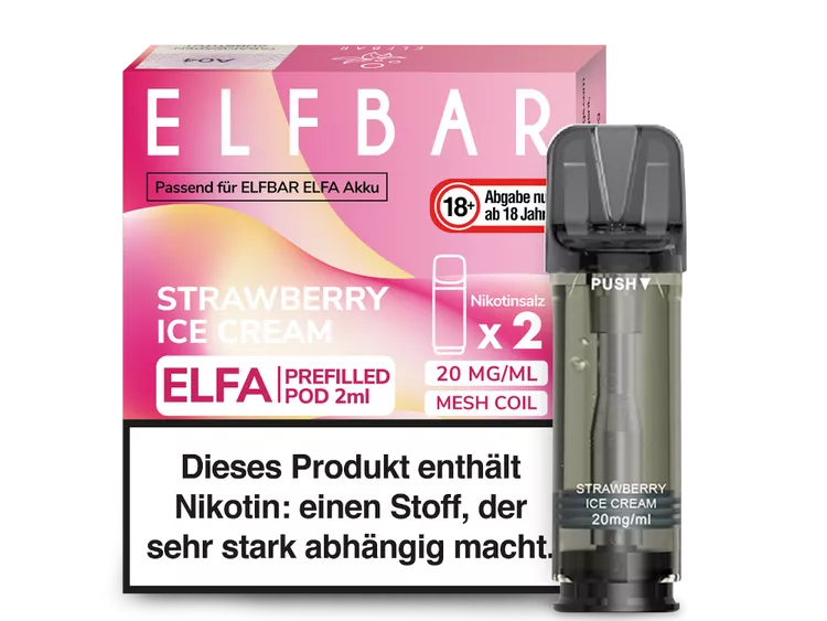 ELFBAR ELFA POD 2er Pack - STRAWBERRY ICE CREAM ELFBAR ELFA POD 2er Pack - STRAWBERRY ICE CREAM
