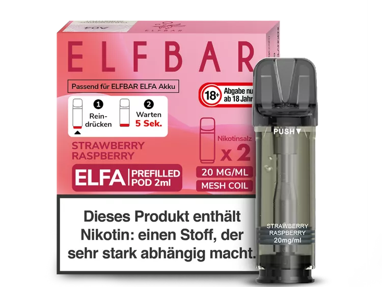 ELFBAR ELFA POD 2er Pack - STRAWBERRY RASPBERRY ELFBAR ELFA POD 2er Pack - STRAWBERRY RASPBERRY
