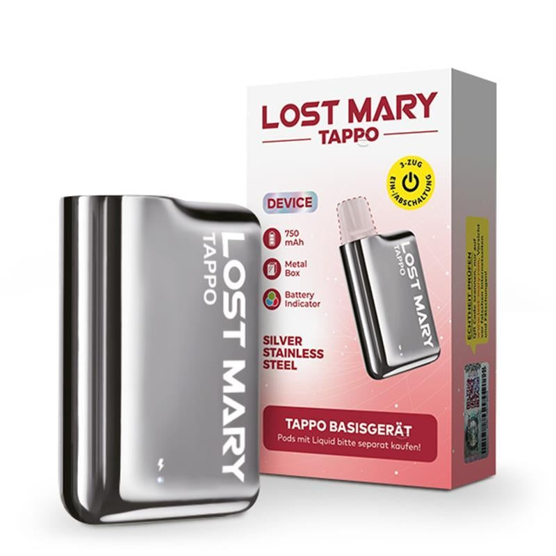 LOST MARY TAPPO Akku - Silver Stainless Steel - Mehrweg Basisgerät LOST MARRY TAPPO Akku - Silver Stainless Steel - Mehrweg Basisgerät