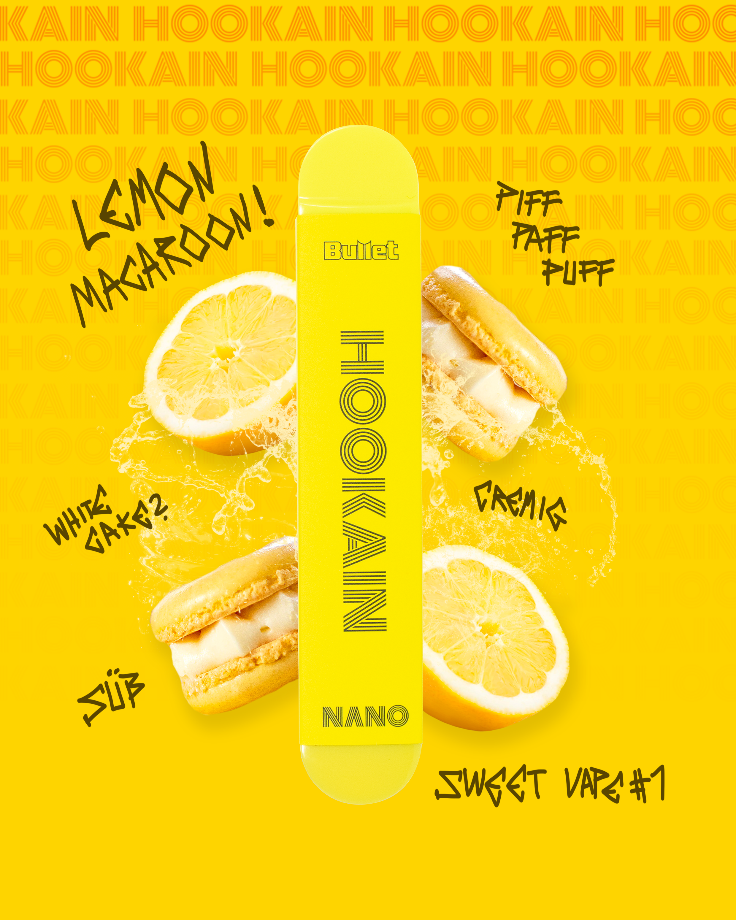 HOOKAIN - Nano X - Lemon Macaroon - Einweg E-Zigarette HOOKAIN - Nano X - Lemon Macaroon