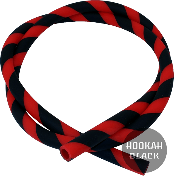 Caesar Shisha Silikonschlauch mit Streifen - 1.5M Schwarz/Rot - HOOKAH BLACK SHOP Kaufen