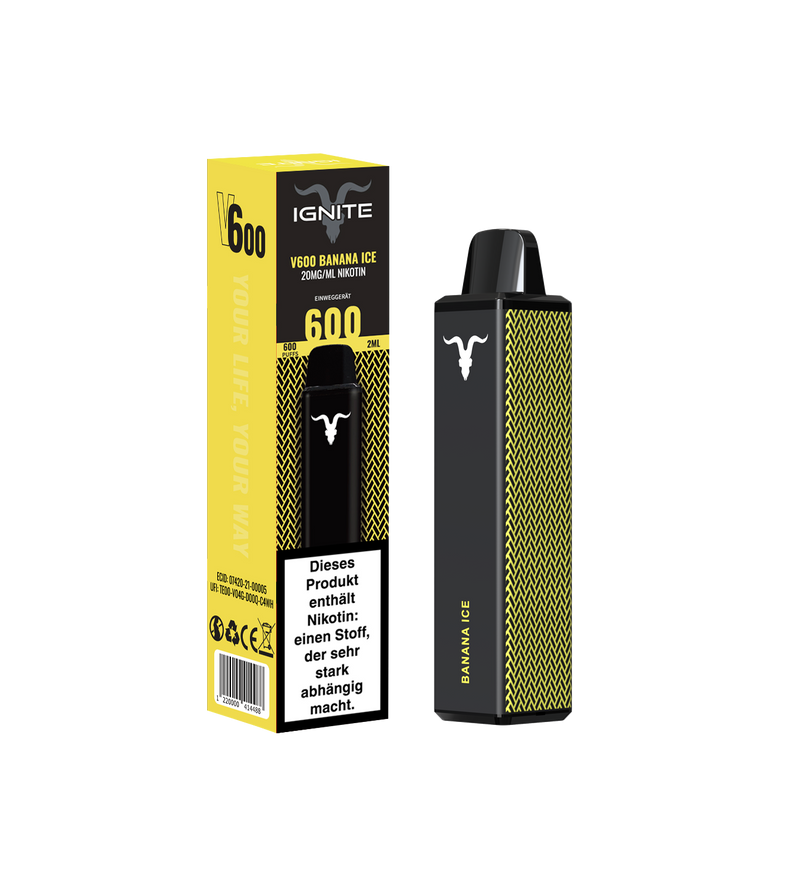 IGNITE V600 - BANANA ICE - Einweg E-Zigarette