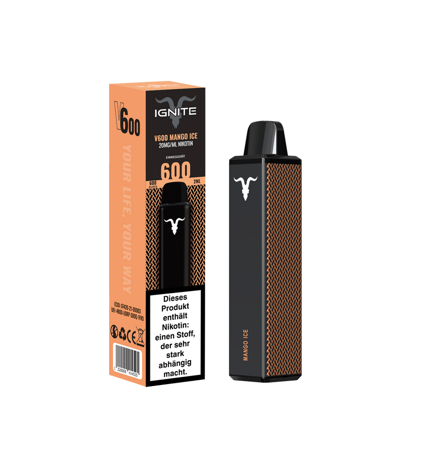 IGNITE V600 - MANGO ICE - Einweg E-Zigarette