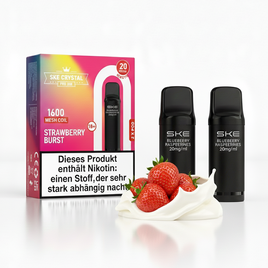 SKE Crystal Pro Pods 800 - Strawberry Cream