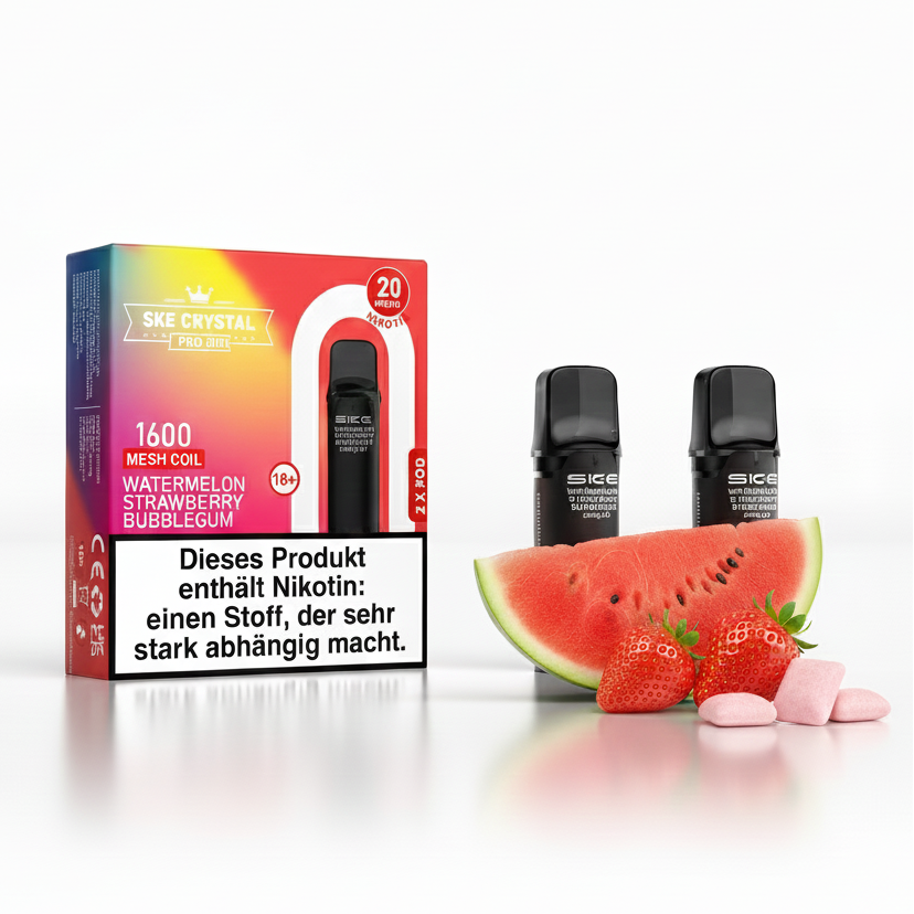 SKE Crystal Pro Pods 800 - Watermelon Strawberry Bubblegum