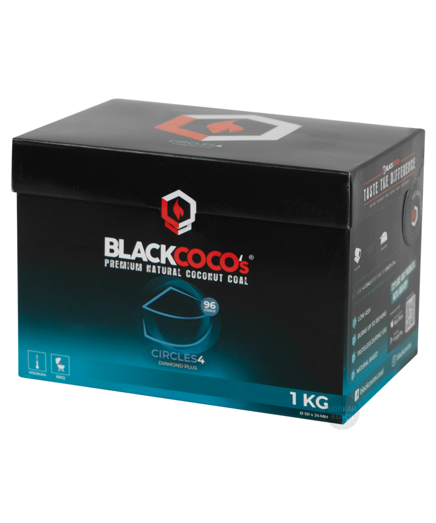 BLACK COCO`s 1kg CIRCLES4 Kokosnuss, Naturkohle, BOX