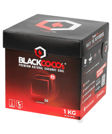 BLACK COCO`s 1kg Premium Kokosnuss, 26mm Naturkohle, BOX