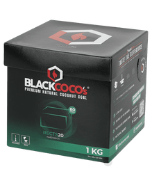 BLACK COCO`s 1kg RECTS20 Kokosnuss, 26x20mm Naturkohle, BOX